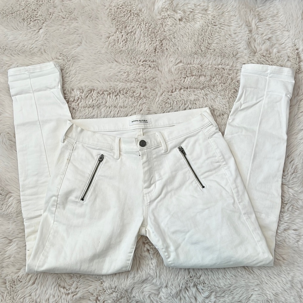 Banana Republic White Moto Jeans size 27